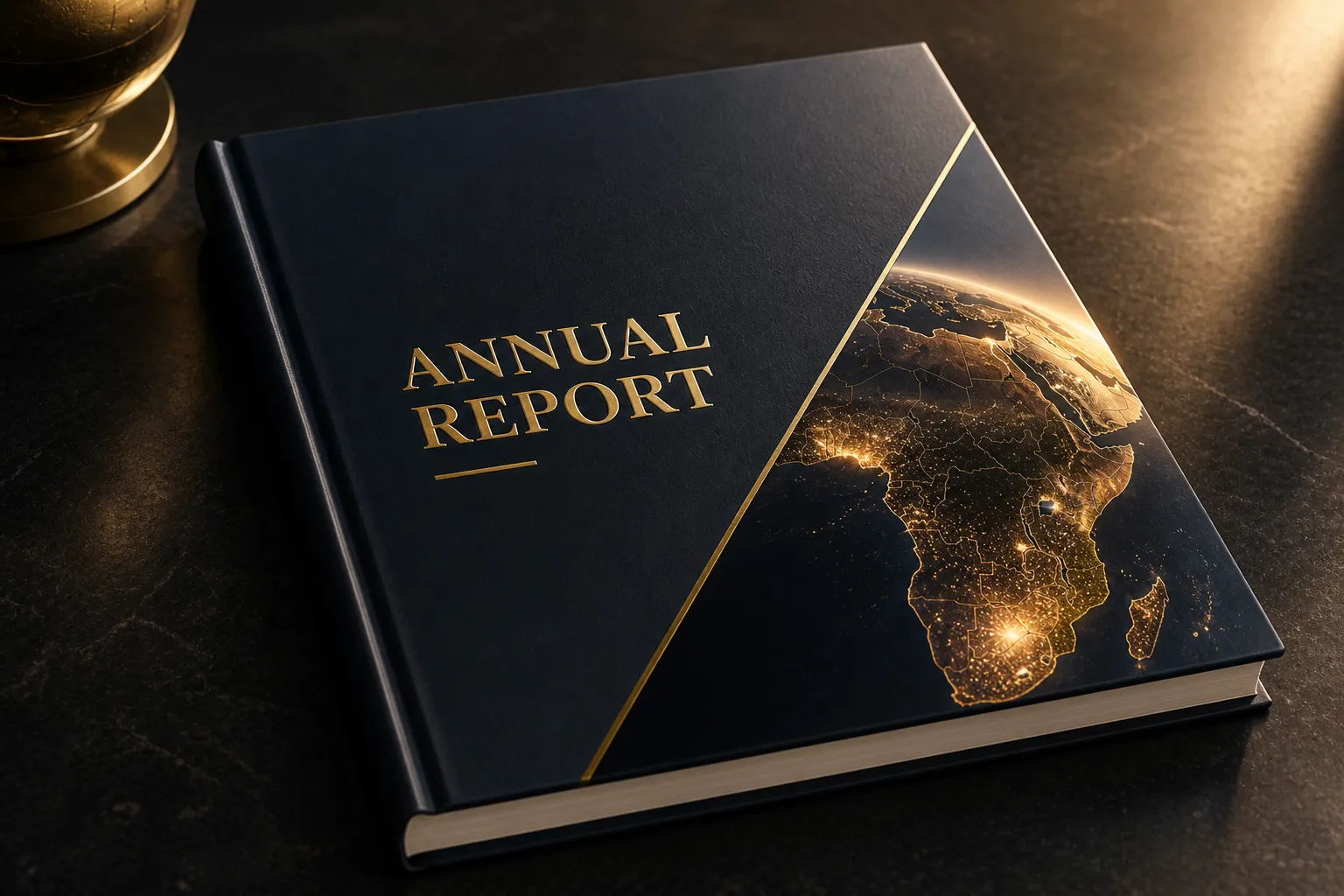 Elegant annual report with golden accents
